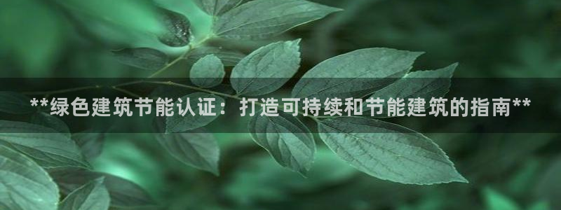 e尊国际平台：**绿色建筑节能认证：打造可持续和节能建筑的指南**