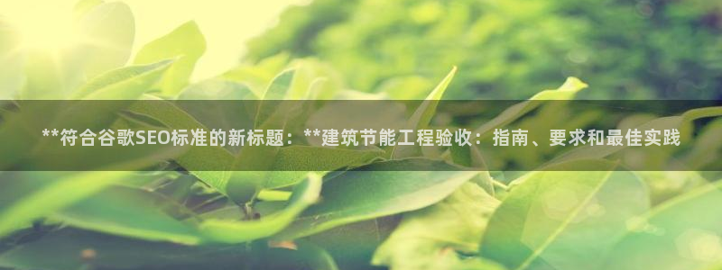 e尊国际是个黑网：**符合谷歌SEO标准的新标题：**建筑节能工程验收：指南、要求和最佳实践